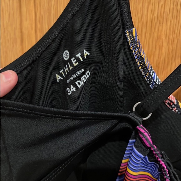 Athleta Capri Stripe Blousy Tankini, Purple, Sz 34D/DD - Picture 3 of 6